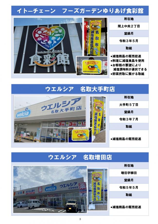 【HP起案用】名取市減塩推進協力店一覧【R6.11】2