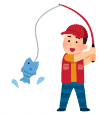 魚を釣る男性のイラスト
