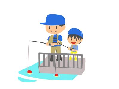 親子でつりするイラスト