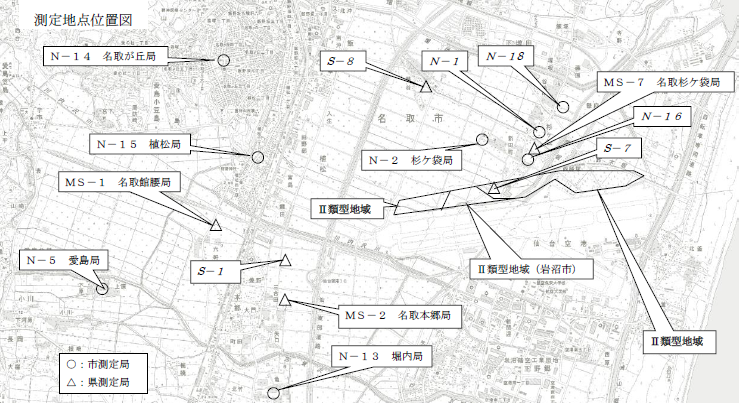 航空機騒音測定地点　位置図の画像