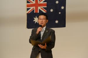 山田市長、歓迎のあいさつ