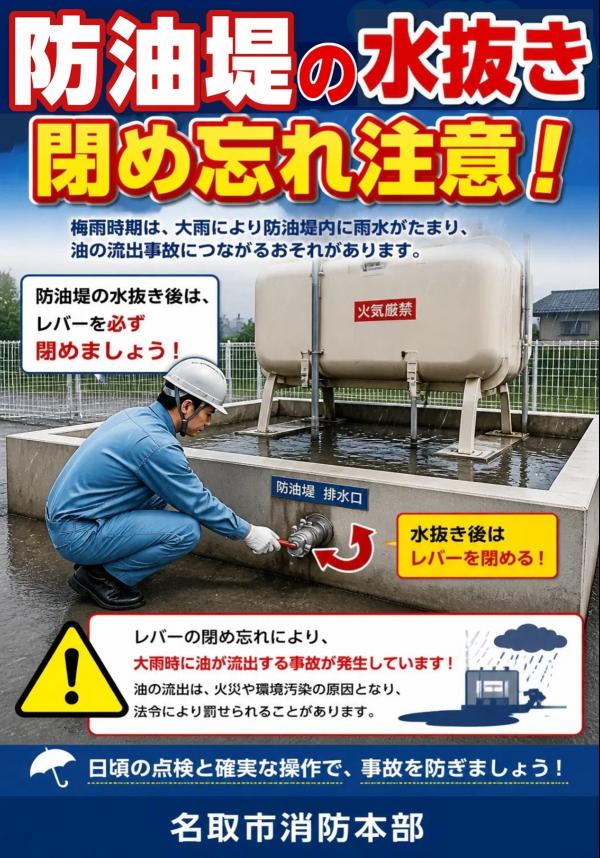 防油堤水抜き作業実施のお知らせ